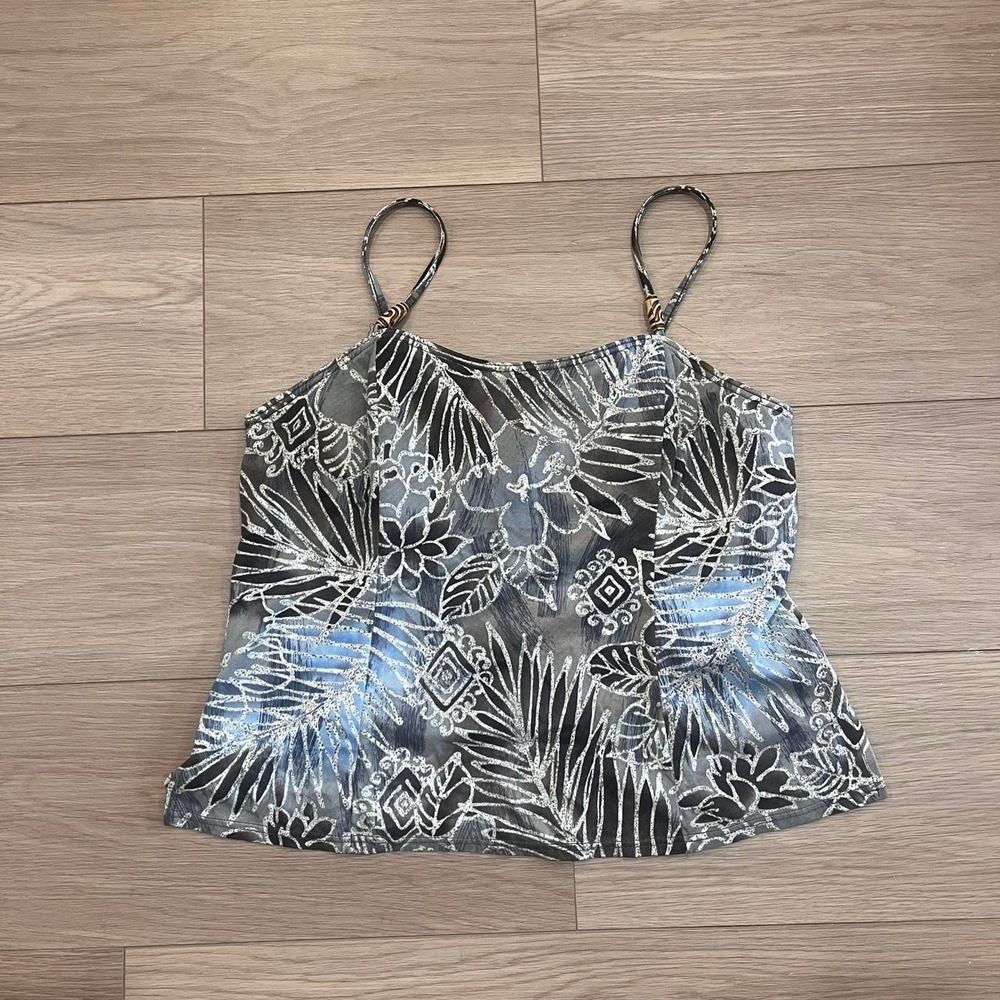 Vintage Tropical Cami Tank Top‎ Women M Y2K Boho Resort Coastal Grandma Vacation